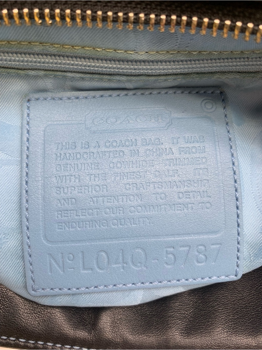 Coach Vintage Leatherware Tote 5787 Black W/Blue Interior, Patent Leather Trim - Picture 15 of 15